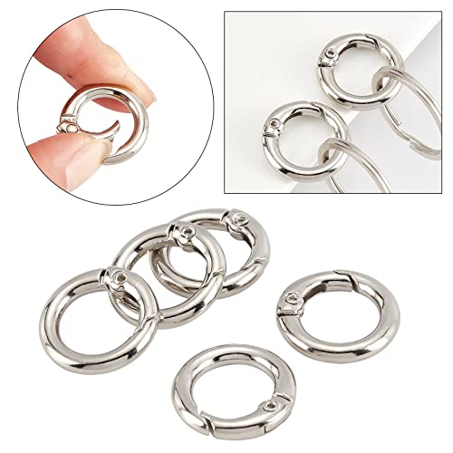 SUNNYCLUE 32Pcs Spring O Rings Silver Round Carabiner Clip Split Zinc Alloy Snap Hooks Metal Clamp Clasp Keyrings Buckle Trigger for Bag Purse Handbag Strap Craft DIY Accessory - Image 4