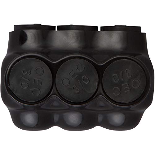 Image of Morris Products 97513 Black Insulated Multi-Cable Connector - Single Entry 3 Ports 4 - 14, 3, 3 AWG, Dual Rated CU9AL Aluminum, 600V, cULus Listed
