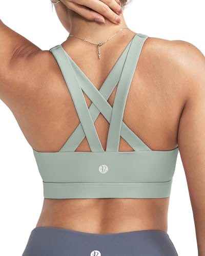 Image of RUNNING GIRL Sports Bras for Women,Padded Strappy Sports Bras Criss-Cross Back Medium Support Sports Bras with Removable Cups