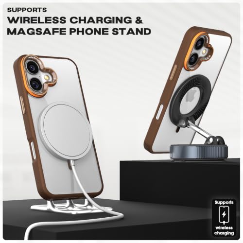 Image of Pikkme Back Cover for iPhone 17 | Shockproof | Mag-Safe Compatible | Hard Transparent Back | Premium Raised Camera Protection | Bumper Case (Brown Mag-Safe)