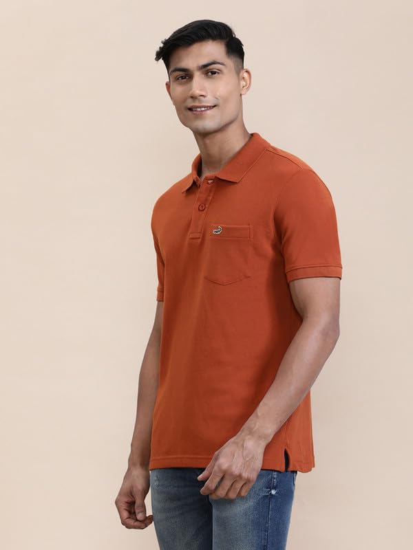 Image of CROCODILE Men's Solid Casual Wear T-Shirt | Polo Neck | Half Sleeves | Pull On | Regular