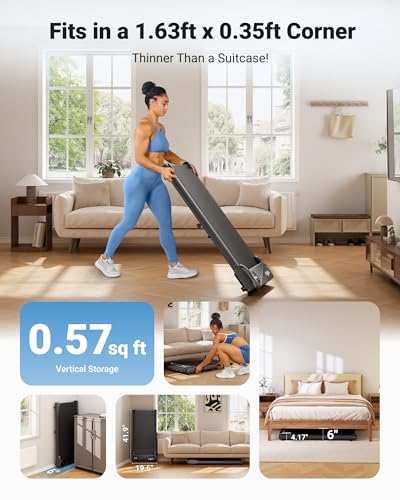 Image of THERUN Walking Pad, Under Desk Treadmill for Home /Office, 2.5HP Walking Pad Treadmill with 265 lbs Weight Capacity Remote Control LED Display
