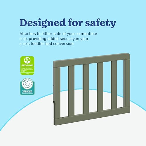 Image of Storkcraft & Graco Toddler Safety Guardrail with Slats (Olive) - GREENGUARD Gold Certified, Converts Compatible Storkcraft & Graco Crib to Toddler Bed, Each Guardrail Sold Individually
