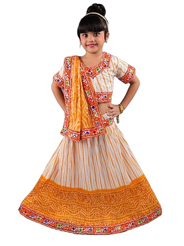 Image of AHHAAAA Kids Ethnic Ghoomar Lehenga Choli-Chania Choli with Dupatta Set for Baby Girls Y0033