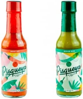 PISQUEYA Hot Sauce - Gourmet Hot Sauce with Caribbean Scotch Bonnet Peppers and Medium Buzz Hot Sauce with Jalapeño Peppers - Plant Based, No Sugar, Low Sodium, Gluten Free - You Can Really Taste the