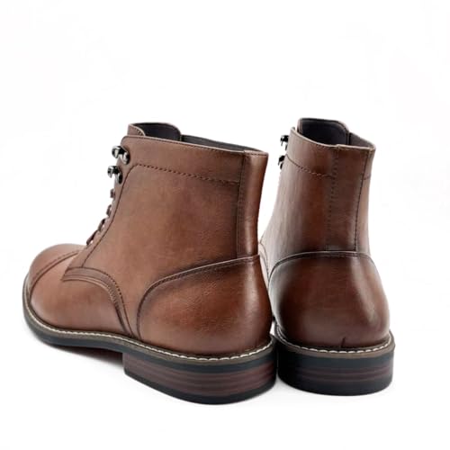 Finishing & Sewing Men's Lace-Up Leather Ankle Derby Boots (Brown, Adult, Men, 11, Numeric, US Footwear Size System, Medium)4