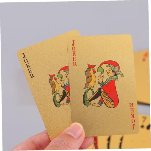 Mikinona wasserdichte Goldfolie Spielkarten Glänzende Pokerkarten Robustes Unterhaltungsspiel für Zuhause Bar Büro Farbiges Kartenspiel mit Auffälligem Design – Bild 3