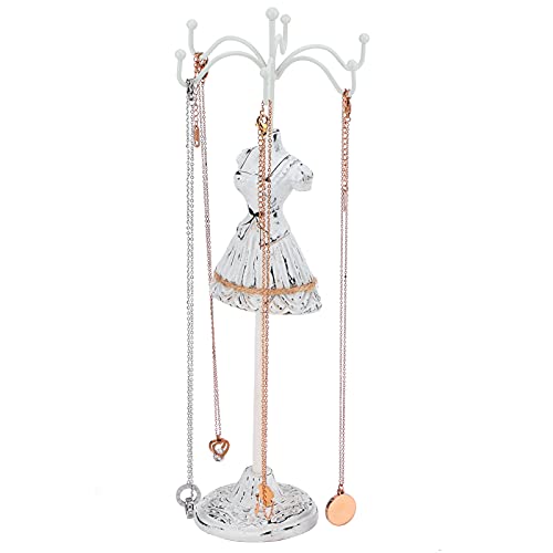 BestAlice Fashion Jewelry Display Stand, Jewelry Mannequin Display Jewelry Tree Stand Organizer, Jewelry Holder Display Necklace Earrings Storage Stand with Detachable Bracket(A)