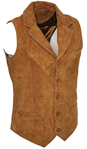 Infinity Men’s Smooth Goat Suede Classic Smart Tan Leather Waistcoat2