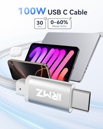 Weiß USB C Kabel 4M, Lang USBC auf USBC Kabel 5A Schnellladung, Ladekabel USB-C 4M für iPhone 17 16 Pro Max, für iPhone 17 Air, Samsung Galaxy S25 S24