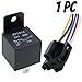 Automotive Relay 12V 24V 5 Pin 40A SPDT with Socket and Harness Cable, ABS Housing with Copper Terminals, 5 Pack (1Pc 24V)