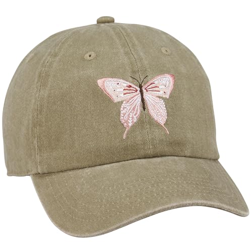 Gorra de béisbol beige con mariposa Primitives by Kathy talla única ajustable para adultos