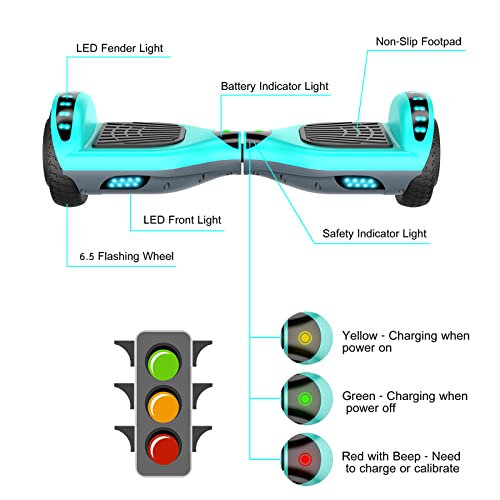 Epctek Hoverboard,6.5" Two-Wheel Self-Balancing Hover Board With Bluetooth Speakers And Fashion Led Lights For Kids #TOP6