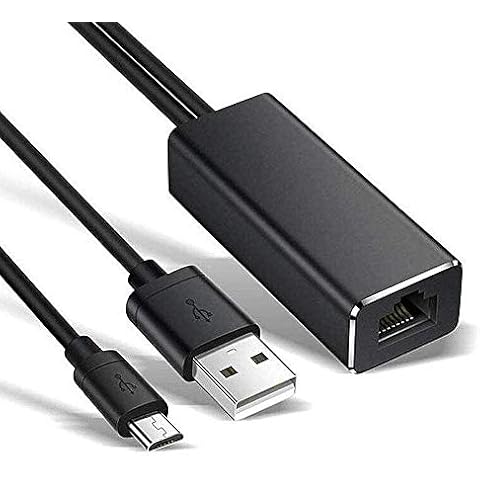 Ethernet Adapter for Chromecast Ultra/2/1/Audio, Google Home Mini, Micro USB to RJ45 Ethernet Adapter with USB Power Supply Cable (3.3ft) Cover