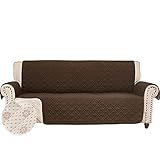 RHF Anti-Slip Sofa Cover for Leather Sofa, Couch Cover, Couch Covers for 3 Cushion Couch, Slip-Resistant Couch Cover for Leather Sofa, Sofa Covers for Living Room, Couch Covers(Sofa:Chocolate)