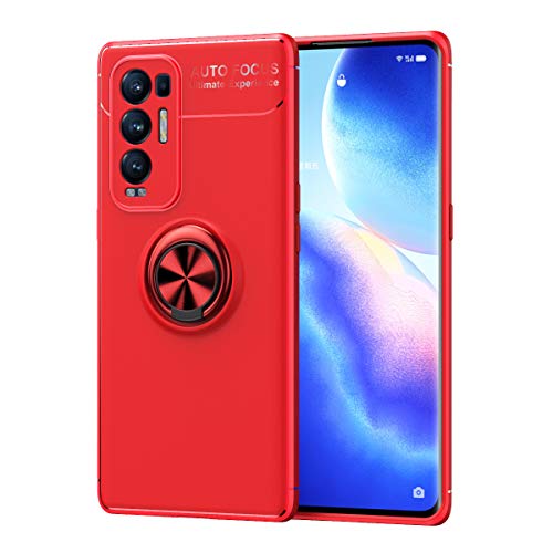 Wuzixi Funda para OPPO Find X3 Neo,Soporte Giratorio de 360 °, TPU Suave, a Prueba de Golpes,Carcasa para OPPO Find X3 Neo Fundas.Rojo