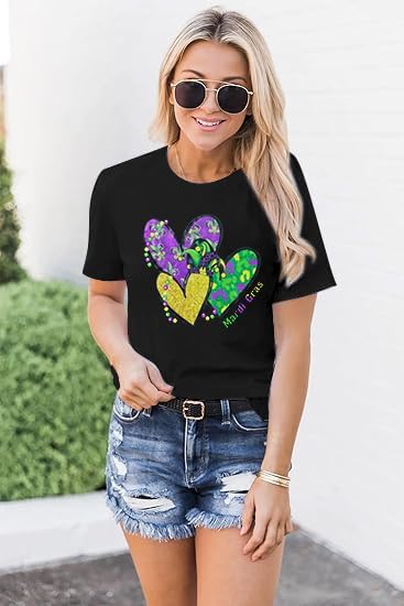 Mardi Gras Shirts Women: Mardi Gras Day Hearts T-Shirt Fat Tuesday Tee Carnival Shirt New Orleans Party Tshirt - Image 5