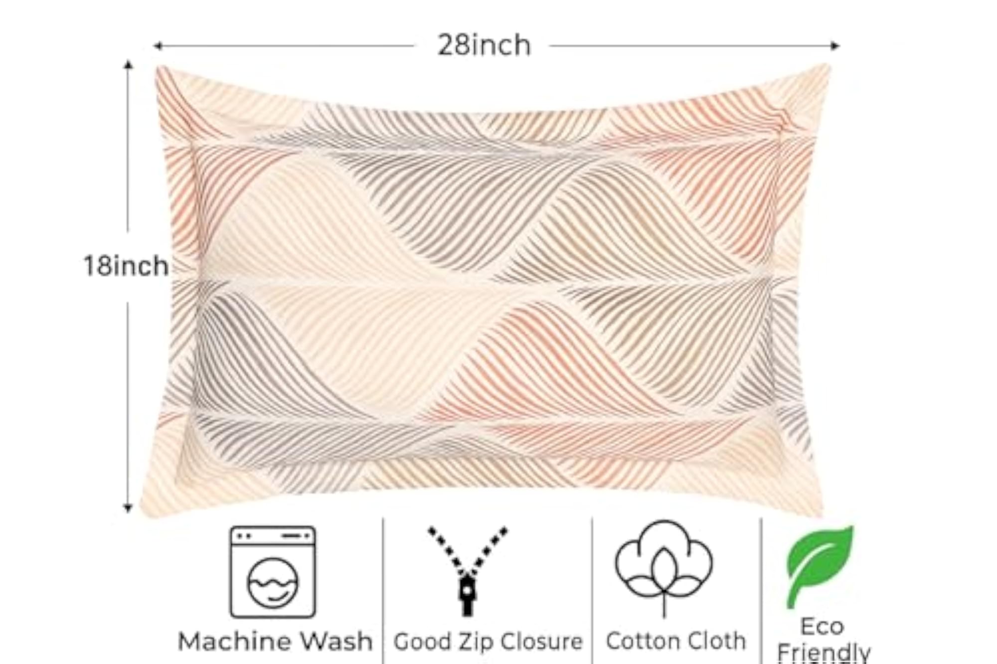 Zipper Cotton Pillow Covers Set of 2