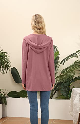 Image of VIISHOW Womens Lightweight Casual Hoodie Cardigans Open Front Waffle Knit Long Sleeve Outwear Coat with Pockets