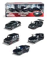 Majorette - Black Edition - (5er Set) - Auto-Geschenk-Set, 5 schwarze Spielzeugautos (7,5 cm) mit Freilauf, Modellautos für Kinder ab 3 Jahren