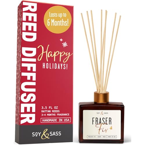 Fraser Fir Diffuser, Christmas Tree Diffuser - w/Pine Balsam, Cedar & Citrus I Infused w/Essential Oils I Christmas Décor I 3.75 OZ Oil I Long-Lasting Scent Lasts 4-6 Month's I Made in The USA