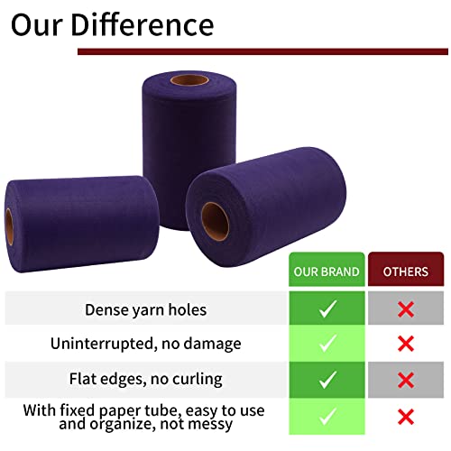 image for IONTACH Purple Tulle Fabric Rolls 6 Inch by 100 Yards (300 feet) Fabri