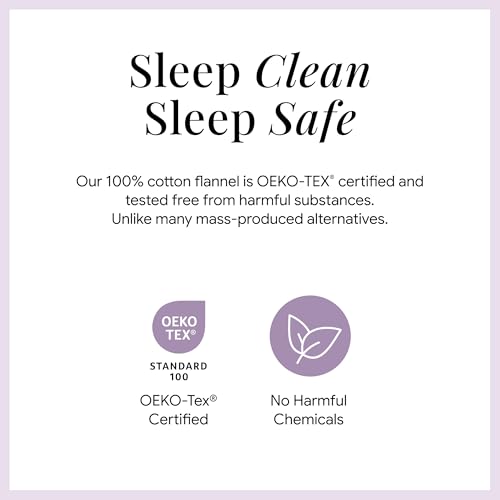 Image of Tribeca Living Triple Brushed Soft Cotton Flannel Sheets Set, King Size 170-GSM Weight Extra Deep Pocket Sheet in Solid Lavender Color