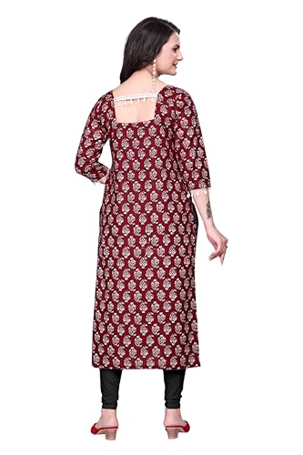 Image of Women's Pure Cotton Straight Fit Straight Cambric Jaipuri Printed Kurti