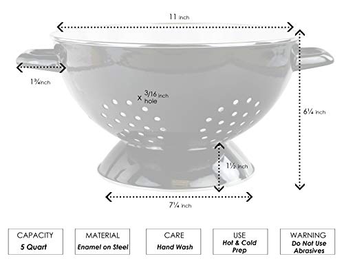 Calypso Basics By Reston Lloyd 5 Quart Enamel-On-Steel Colander, Large, Orange #TOP7