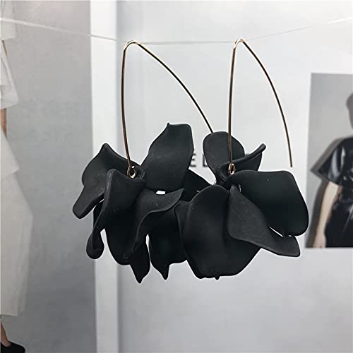 Boho Rose Petal Dangle Resin Earrings - Long Drop Acrylic Tiered Flower Earrings - Statement Exaggerated Floral Tassel Earrings for Women4