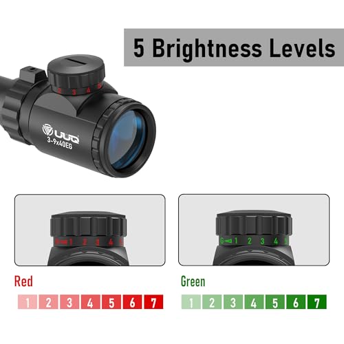 UUQ 3-9×40 Rifle Scope with Red/Green Illumination and Rangefinder Reticle-Includes Batteries,Fits 11mm Free Mounts,Waterproof and Fog-Proof