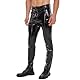 xokesy Herren Glänzende Lederhose, Sexy Hosenschritt mit Reißverschluss, Wetlook PU-Leder, gerade Lässige Lederhose für Herren für Kostüm Cosplay Nachtclub Schwarz