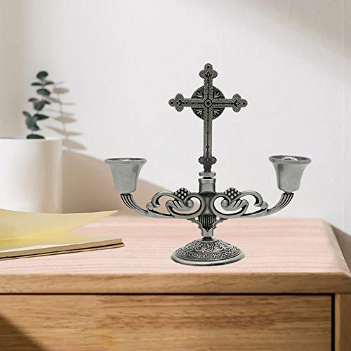 Fenteer Castiçal 2 braços Castiçais para velas de coluna, velas cônicas de metal decoração de candel