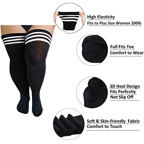 Image of YELAIVP Plus Size Thigh High Socks Extra Large Stripe Over Knee High Stockings for Women