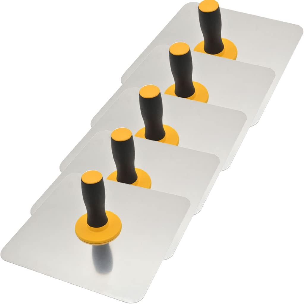 5 Packs Aluminium Plastering Hawk with Soft Grip Handle, Plaster Mortar Board Holder Finishing Plastering Tool for Cement, Mortar, Drywall (5, 11.8"x11.8")