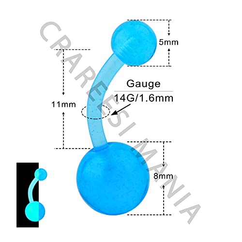 CM Crareesi Mania 10Pieces Belly Button Rings Glow in The Dark Belly Rings 14G Banana Barbells Colorful Navel Piercing Jewellery Navel Bars3