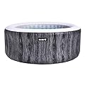 JLeisure Greywood 65 Inch 3 Person Round Inflatable Hot Tub Spa with Control Panel, Floor Protector, and Portable Hot Tub Cover, Gray
