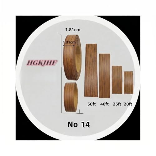 Image of HGKJHFmelamine Edging Tape. pre Coated with hot melt Adhesive Flexible Veneer Edge Edging, Used for Cabinet and Furniture Maintenance (No14-Warm Brown Oak Color, 1.81cm*20ft)
