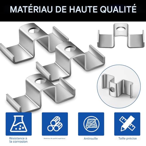 Attache grille et colliers pour grille de drainage - Fixations évacuation extérieure 25 pcs - 5