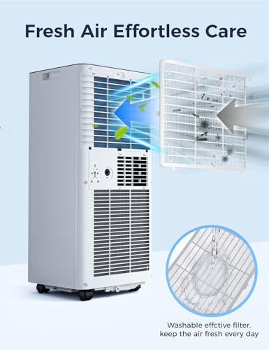 Image of Quiet Portable Air Conditioner 8000 BTUs, Cools Rooms up to 350 Sq. Ft, Dehumidifier & Fan Mode, Sleep Mode, 24-Hour Timer, 26 ft Remote Control, 2026 Model, Window Kit 1-piece