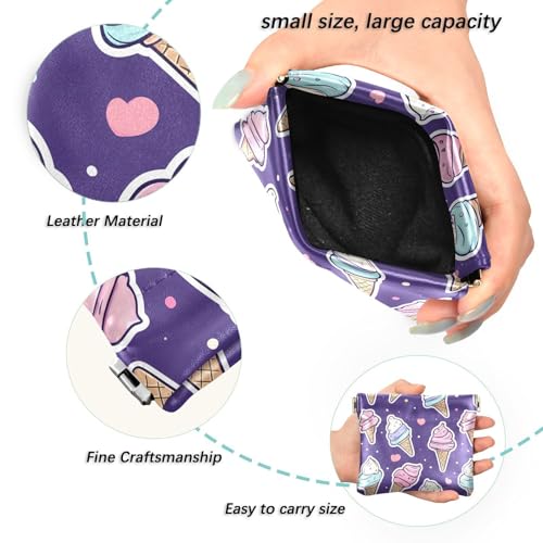 Coin Purse for Women Cartoon Ice Cream Coin Pouch Change Holder PU Leather Mini Wallet Portable Coin Bag Money Pocket2