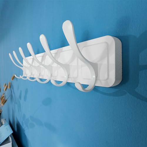 SKOLOO-Coat-Rack-Wall-Mount-Scandi-Style-Wooden-Carved-Block-Coat-Hook-Wall-Coat-Hanger-with-6-Hooks-for-Hanging-Coats-Hats-Clothing-Scarfs-White SKOLOO Coat Rack Wall Mount Scandi Style Wooden Carved Block Coat Hook Wall Coat Hanger with 6 Hooks for Hanging Coats Hats Clothing Scarfs White