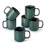 vancasso Starry Coffee Mugs Set of 6, 12oz/360ml Stoneware Coffee Mug with Handle, Tea Cups for Cocoa Milk, Microwave & Dishwasher Safe, Green