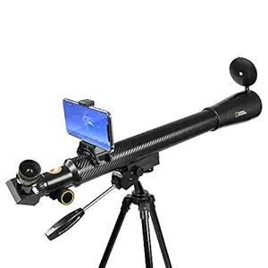National Geographic Directional STARAPP 50mm Refractor Telescope - Fully Coated Glass Optics - Adjustable Height Tripod Bonus Astronomy App