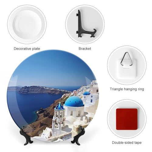 Plato decorativo Bone China vista isla Santorini 6 pulg miniatura 3
