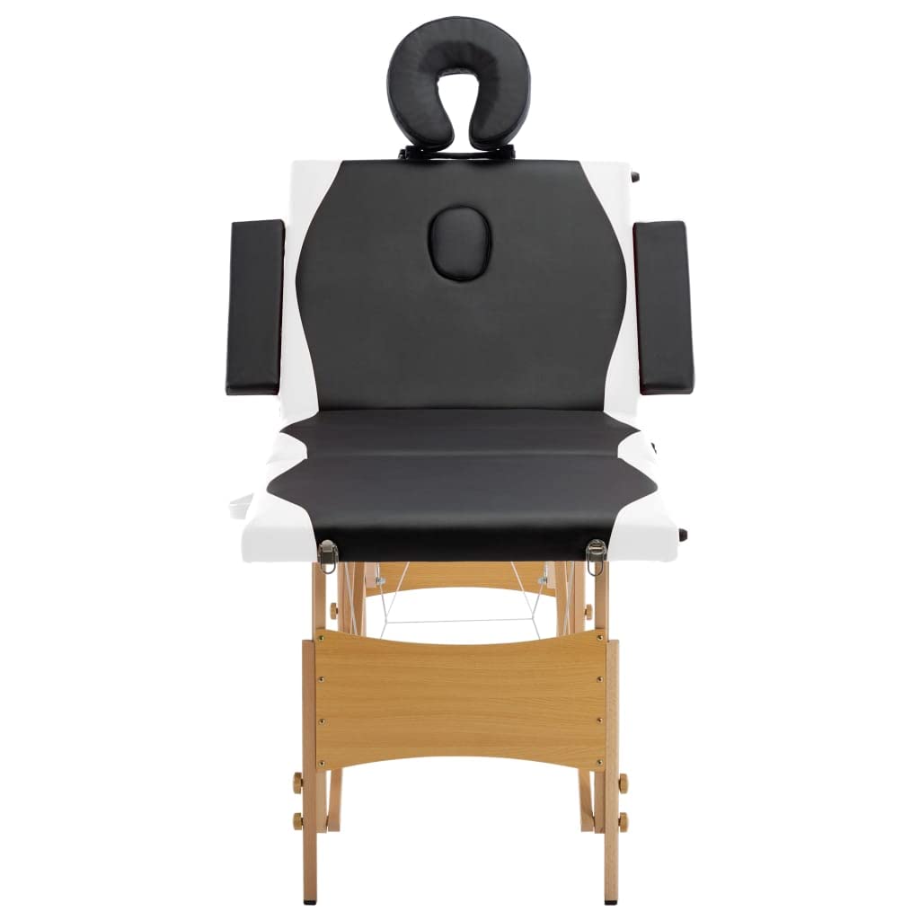 Generisch Massageliege Klappbar 4-Zonen mit Holzgestell Schwarz und Weiß,Gesundheit & Schönheit,Körperpflege,Massage & Entspannung,Massagetische,24.75KG,110220