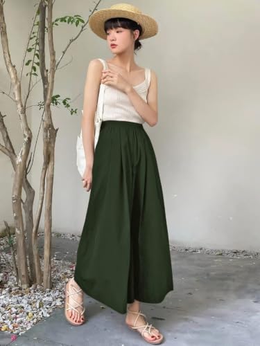 Image of Leriya Fashion Women High Waist Wide Leg Trousers | Casual & Formal Poly Cotton Pants for Women | Loose Fit Track Pants | Relaxed Fit Pleated Trousers for Casual & Semi-Formal Wear
