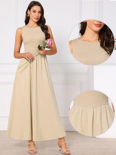 Image of Allegra K Sleeveless Maxi Dress for Women's A-Line Casual Tank Dress