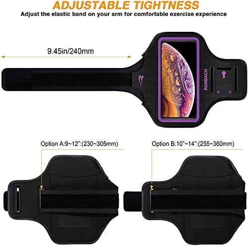 RUNBACH Armband for iPhone 14/14 Pro/13/13 Pro/12/12 Pro/11/XR,Sweatproof Running Exercise Bag with Card Slot for iPhone 14,13,12,11,XR(Purple)