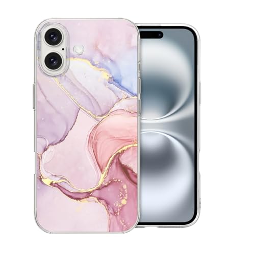 Coque iPhone 16 Plus motif marbre rose idée cadeau idéal pour adolescentes